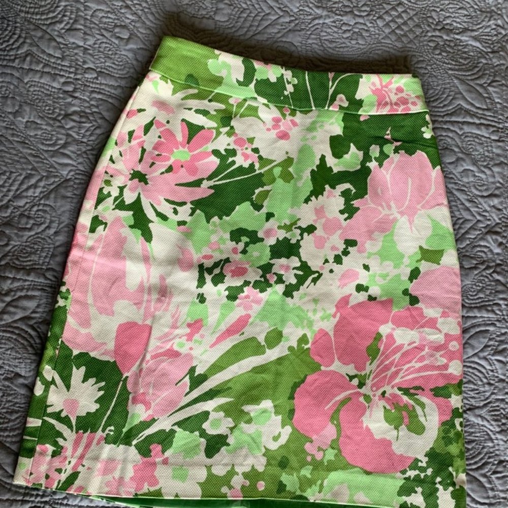 Sz 4p Talbots Pink Green Skirt